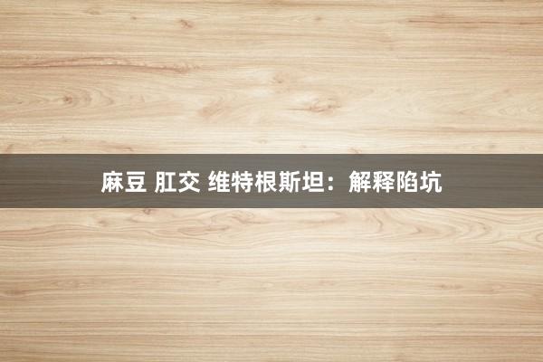 麻豆 肛交 维特根斯坦：解释陷坑